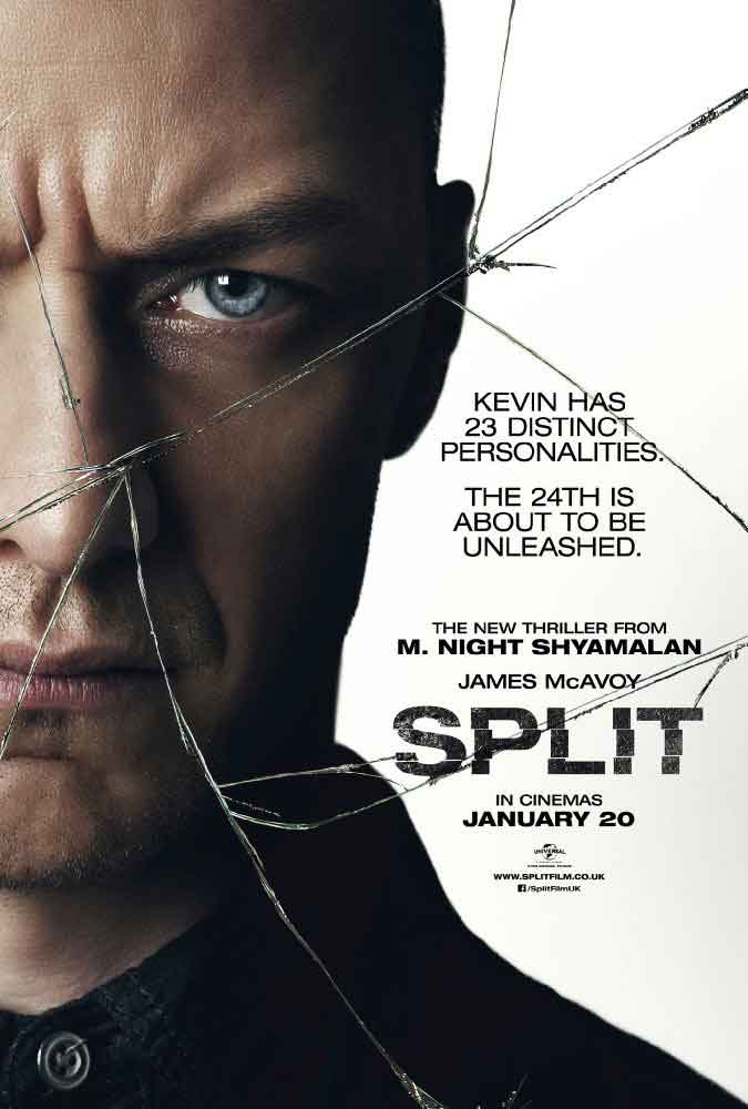 Split movie poster starring James McAvoy directed by M. Night Syamalan